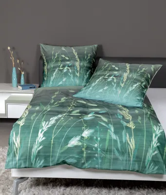 Produktbild von Janine Design Mako-Satin Bettwäsche-Garnitur modern art 42083 Farbe achatgrün-06 Größe 135X200+80x80cm