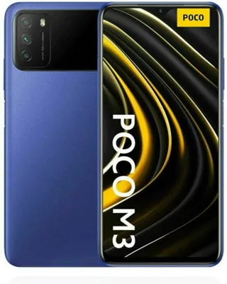 A blue smartphone is shown from the front and back.