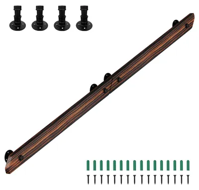 Immagine prodotto di Ringhiera in legno Eikuavons, color marrone chiaro, con corrimano, completa di supporti e terminali, per scale, lunghezza 100 cm