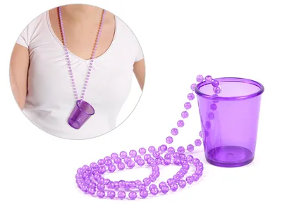 Produktbild von Schnapsglas mit Kette zum umhängen: lila Variante wählen: lila