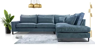 Produktbild von AX LIVING Eckcouch blau Castellio Wohnlandschaft L Form 314 cm R