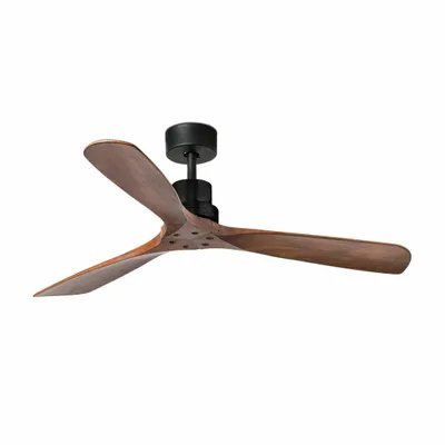 Immagine prodotto di Faro Barcelona - Ventilatore da Soffitto Lantau L Nero/Legno - Motore DC Silenzioso, Senza Luce, Telecomando, 6 Velocità