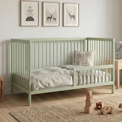 Obrázek produktu pro Kids Collective Dětská postýlka Postýlka s bočnicemi Dětská postýlka s ochrannou zábranou proti vypadnutí 60x120 70x140  z pevného bukového dřeva, vyrobeno v Evropě 70x140 cm Zelená