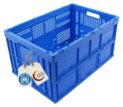 Image de Boîte de transport pliable, 60 litres, couleur bleue