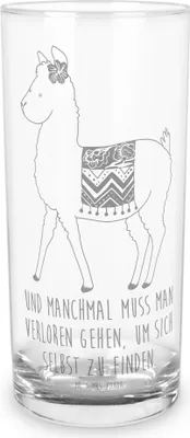 Produktbild von Mr. & Mrs. Panda Wasserglas Alpaka Stolz 400 ml - Transparent - Geschenk, Tumbler, Cocktailglas, Glas, Glasbecher, Lama
