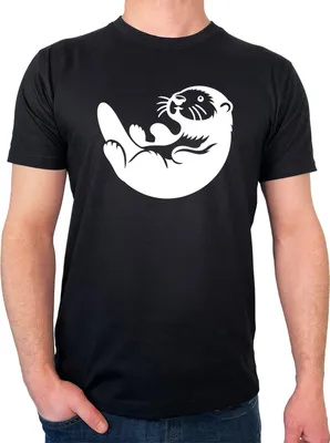 Produktbild von Huuraa Herren T-Shirt Otter Silhouette L Black Bio Baumwolle Fairtrade Herrenshirt Geschenkidee