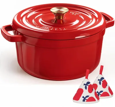 Productafbeelding van Overmont braadpan van geëmailleerd gietijzer - Dutch oven, 26 cm, geschikt voor de oven