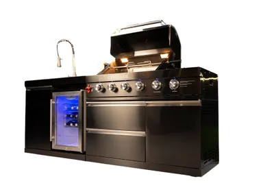 Produktbild von GORILLER® BLACKBACK S6 - Edelstahl- Outdoorkitchen black- Inkl. Rotisserie, Rain Cover