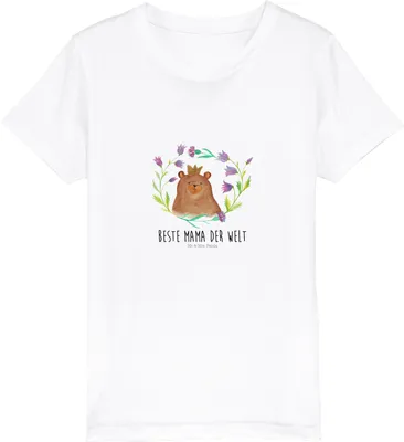 Produktbild von Mr. & Mrs. Panda Organic Kinder T-Shirt Bär Königin 12-14 Jahre (152/164) - Weiß - Geschenk, Teddy, Mama, Baumwoll, Lieblingsmensch, Mom, Kindershirt, Teenager, für