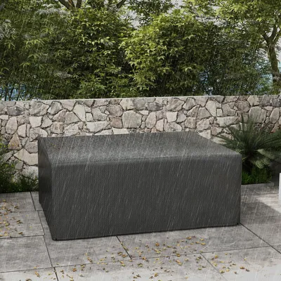 Produktbild von Schutzhülle wetterfest, Gartenmöbel Abdeckung wasserdicht, Abdeckplane UV-beständig, Grau | Kordelzug | 100 g/m² PE | 235 x 190 x 90 cm