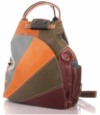 Produktbild von Patchwork Leder Damen Rucksack Echtleder Cityrucksack Freizeit Backpack 30706