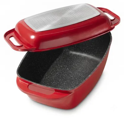 Produktbild von STONELINE® Bräter Schmortopf 43x26 cm Rot | mit Deckel