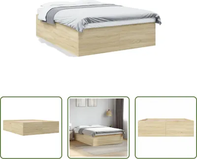 Produktbild von The Living Store Bettgestell Sonoma-Eiche 150x200 cm Holzwerkstoff