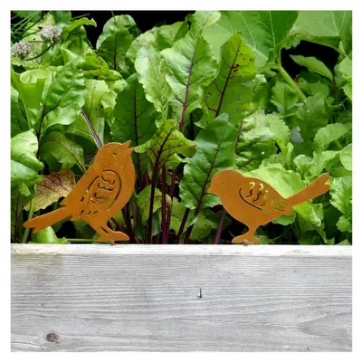 Produktbild von Deko-Vögel im 2er Set 10-13cm Edelrost Gartendekoration zum Einschrauben