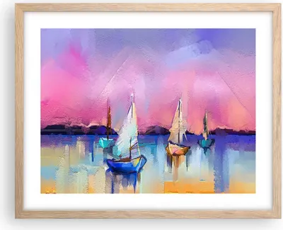 Produktbild von Gerahmtes Poster - Rahmen in heller Eiche - Segelboot See - 50x40 cm - Wand Bild - Wanddeko - Wandbilder - Kunstposter - Wandposter - Bilderrahmen - Bilder - Kunstdruck - Wandbild - P2NAA50x40-4099
