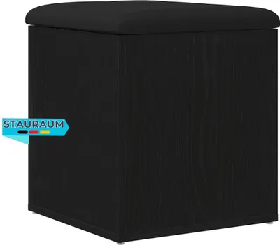 Produktbild von Sitzbank JONA mit Stauraum Schwarz Eichen-Optik 42x42x45 cm | Aufbewahrungsbank Flurbank Garderobenbank