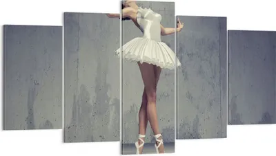 Produktbild von Bild auf Leinwand - Leinwandbild - 5 Teile - Ballerina Weiß Wand - 160x85cm - Wand Bild - Wanddeko - Wandbilder - Leinwanddruck - Bilder - Wanddekoration - Leinwand bilder - Wandbild - EA160x85-4344