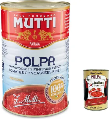 Produktbild von 6x Mutti polpa di Pomodoro Tomatenpulpe Tomaten sauce 100% Italienisch 4,05 Kg + Italian Gourmet polpa 400g