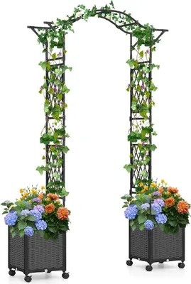 Obrázek produktu pro Zahradní oblouk se samozavlažovacími květináči, kov a PP, 250 cm