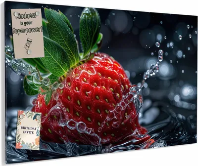 Produktbild von Magnettafel 60x40cm magnetisch & beschreibbar Metall-Board - Erdbeere im Wasser