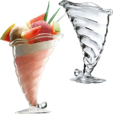 Produktbild von Bormioli 2er Set Fortuna Eisbecher mit Fuß 300ml Klar-Glas Dessert-Gläser Schale