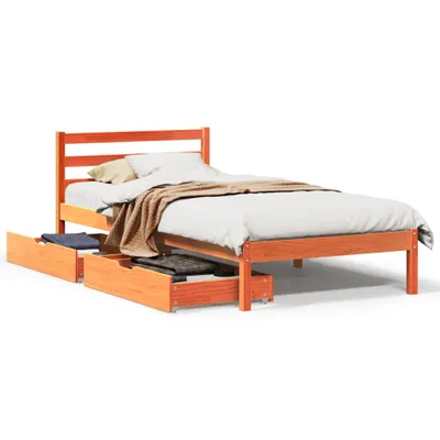 Produktbild von Massivholzbett ohne Matratze Wachsbraun 75x190 cm Kiefernholz