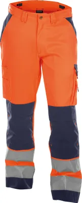 Immagine prodotto di DASSY® Buffalo pantaloni ad alta visibilità con tasche per ginocchiere arancio neon/blu scuro 42