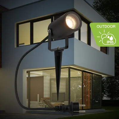 Zdjęcie produktu dla Reflektor ogrodowy LED Telefunken, ochrona przed zalaniem, obrotowy, czarny, wymiary: 6 x 7,5 x 33 cm