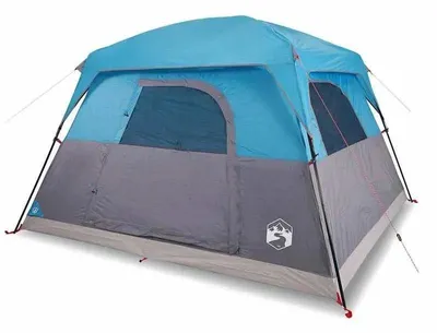 Image de Tente de randonnée, imperméable, spacieuse, pour 3 à 4 personnes, bleue