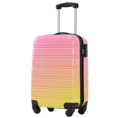 Produktbild von Flieks Trolleys Reisekoffer mit Universalrad, Hartschalenkoffer Handgepäck Trolley mit Zahlenschloss und Teleskopstange, M, 34.5x23x47cm, Rosa