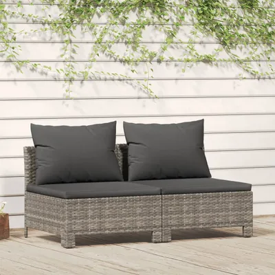 Produktbild von Gartensofa 2-Sitzer mit Kissen Grau Poly Rattan , Gartenmöbel-Sets Design 2024