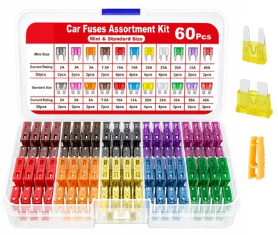 60-teiliges Auto-Sicherungsset, Kunststoff, 30 A, Mehrfarbig