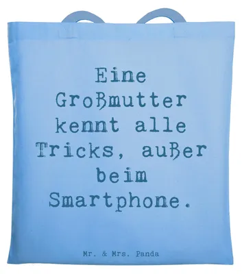Produktbild von Mr. & Mrs. Panda Tote Bag Spruch Großmutter Tricks - Sky Blue - Geschenk, für, Technologie, Beutel, Jutebeutel, Familienmitglieder, herzerwärmende Sprüche, Schultasche