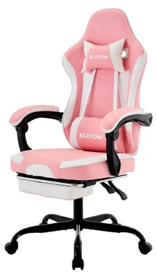 Produktbild von Ergonomischer Gaming Stuhl mit Fußstütze und verstellbarer Rückenlehne 90-135°