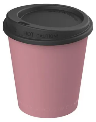 Produktbild von Kaffeebecher BPA-frei "ToGo" 200 ml – Geschmacksneutraler Mehrwegbecher – 100 % recycelbarer Coffee-to-go Trinkbecher mit sicherem Verschluss - raffiniertes rot/schwarz