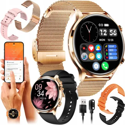 Zdjęcie produktu dla Smartwatch Damski Zegarek Menu Pl Powiadomienia Rozmowy Smart Watch 4 Paski