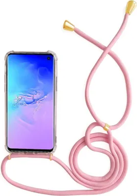 Image de Housse de téléphone portable avec cordon de chaîne pour divers modèles de Samsung Galaxy Samsung Galaxy A31 rose /or