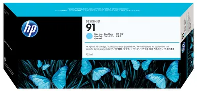 Obrázok produktu pre HP Svetloazúrová atramentová kazeta s pigmentovým farbivom 91 DesignJet, 775 ml, Rad tlačiarní HP DesignJet Z6100, Atramentový, Azúrová, Biznis, Singapúr, 324 mm
