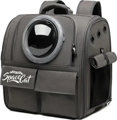 Produktbild von Famanu Katzenrucksack mit Fenster - Graues Design für kleine Hunde