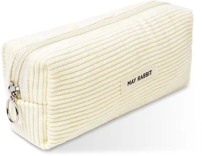 Produktbild von Weißes Corduroy-Etui mit Reißverschluss für Schule und Büro