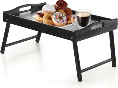 Produktbild von Famanu Bettisch für Frühstück und Arbeit - Ergonomisches Tablett aus Kiefernholz (19 x 30 x 50 cm) - Für jedes Interieur geeignet