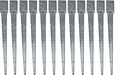 Produktbild von ESTEXO Einschlaghülse, 91x91x900mm, 12 Stück, Stahl feuerverzinkt, 1,8mm Materialstärke, für Zaunpfosten, ohne Einbetonieren, 10mm Schraubenlöcher, 80mm Abstand