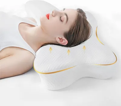 Image de Coussin orthopédique en mousse à mémoire de forme, pour le cou et le dos, avec housse lavable, idéal pour les voyages