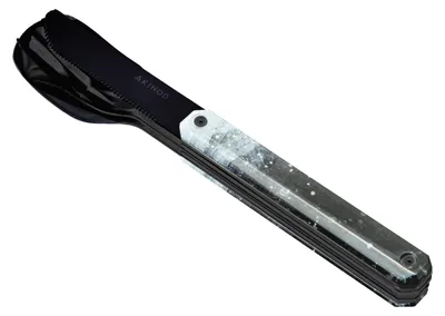 A single camping cutlery set is shown against a white background.