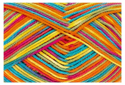 Produktbild von Wolle Baumwolle Quick Print - dünne Wolle zum Häkeln mit Farbverlauf - Strickgarn - glänzend und hautfreundlich - 100 % Baumwolle - 10 Knäuel 50 g / 125 m - Nadelstärke 3-4 - Carneval