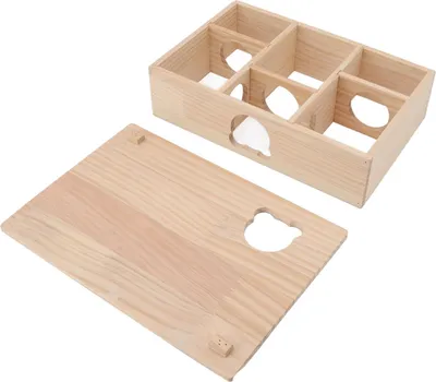 Image de Maison pour hamster Toit mobile en rondins durable 6 chambres Maison de refuge pour animaux de compagnie Dormir et se déplacer
