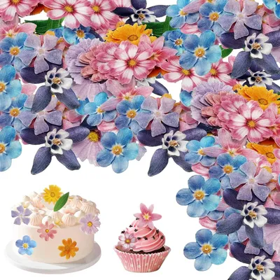 Obrázok produktu pre Cupcake topper, 100 ks, ryžový papier, kvety, pre oslavy