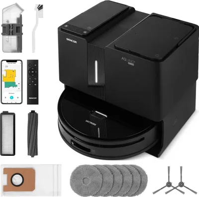 Zdjęcie produktu dla Odkurzacz robot Sencor SRV 9790BK Aquino+, czas pracy do 200 minut, aplikacja Sencor Home, kolor czarny