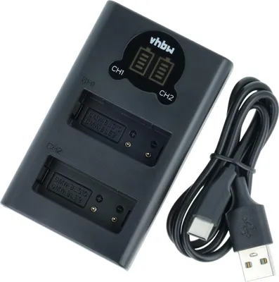 Produktbild von vhbw Dual USB-C Ladegerät kompatibel mit Panasonic Lumix DMC-ZS60 Kamera - Ladeschale + USB-C Kabel Ladeanzeige