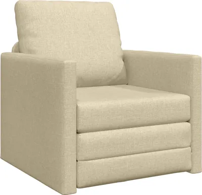Zdjęcie produktu dla vidaXL Rozkładana sofa w kolorze kremowym 74 x 77 x 81 cm, materiałowa